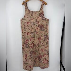 Vintage Smith & Hawken Cotton Jumper Dress Midi Boho Floral Garden XL Cottage
